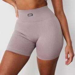 Vanquish Ribbed Seamless Blush Shorts -Vanquish Fitness Sales BlushShortsCrop