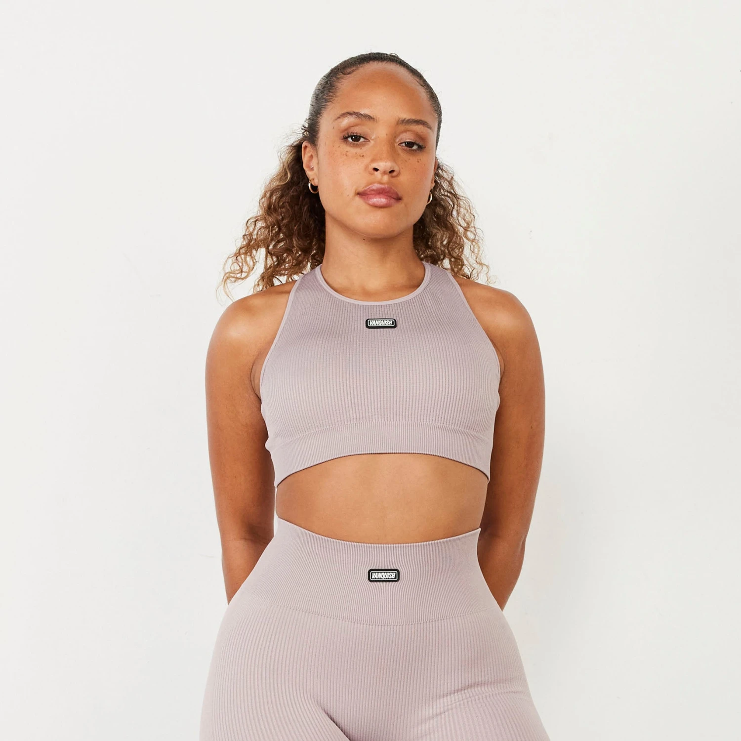 Vanquish Ribbed Seamless Blush Racer Back Bra 1 Vanquish Ribbed Seamless Blush Racer Back Bra