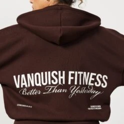 Vanquish Chestnut Brown Rejuvenate Full Zip Oversized Hoodie -Vanquish Fitness Sales Ecomm 298