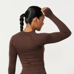 Vanquish Elevate Seamless Coffee Brown Long Sleeve Top -Vanquish Fitness Sales Elevate2 338