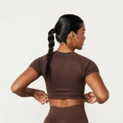 Vanquish Elevate Seamless Coffee Brown Cap Sleeve Cropped T Shirt 7 Vanquish Elevate Seamless Coffee Brown Cap Sleeve Cropped T Shirt -Vanquish Fitness Sales Elevate2 376