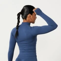 Vanquish Elevate Seamless Denim Blue Zip Front Jacket -Vanquish Fitness Sales Elevate2 584