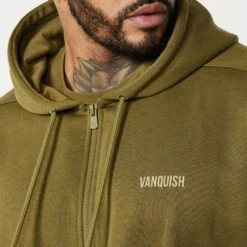 Vanquish Essential Olive Green Oversized Full Zip Hoodie -Vanquish Fitness Sales Essentials 105
