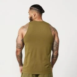 Vanquish Essential Olive Green Regular Fit Tank Top -Vanquish Fitness Sales Essentials 402