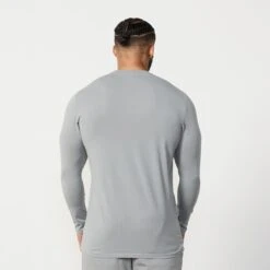Vanquish Essential Steel Grey Slim Fit Long Sleeve T Shirt -Vanquish Fitness Sales Essentials 627