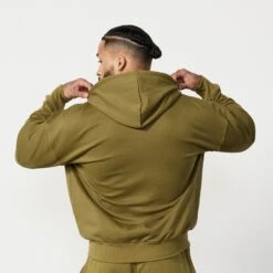 Vanquish Essential Olive Green Oversized Full Zip Hoodie -Vanquish Fitness Sales Essentials 94