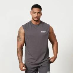 Vanquish Speed Charcoal Grey Oversized Sleeveless T Shirt