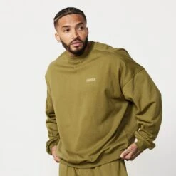 Vanquish Essential Olive Green Oversized Sweatshirt -Vanquish Fitness Sales FIRSTSHOT 2024 02 28T134508.045