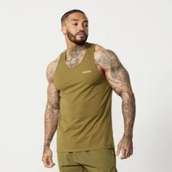 Vanquish Essential Olive Green Regular Fit Tank Top