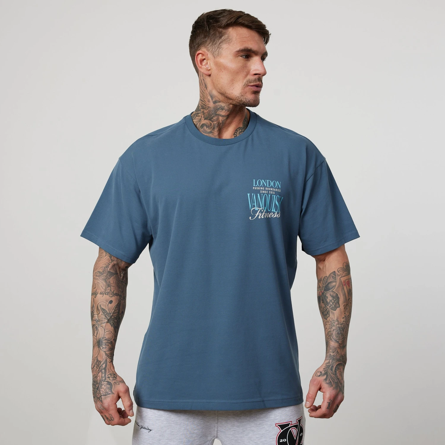 Vanquish TSP Teal Blue Pushing Boundaries Oversized T Shirt 1 Vanquish TSP Teal Blue Pushing Boundaries Oversized T Shirt