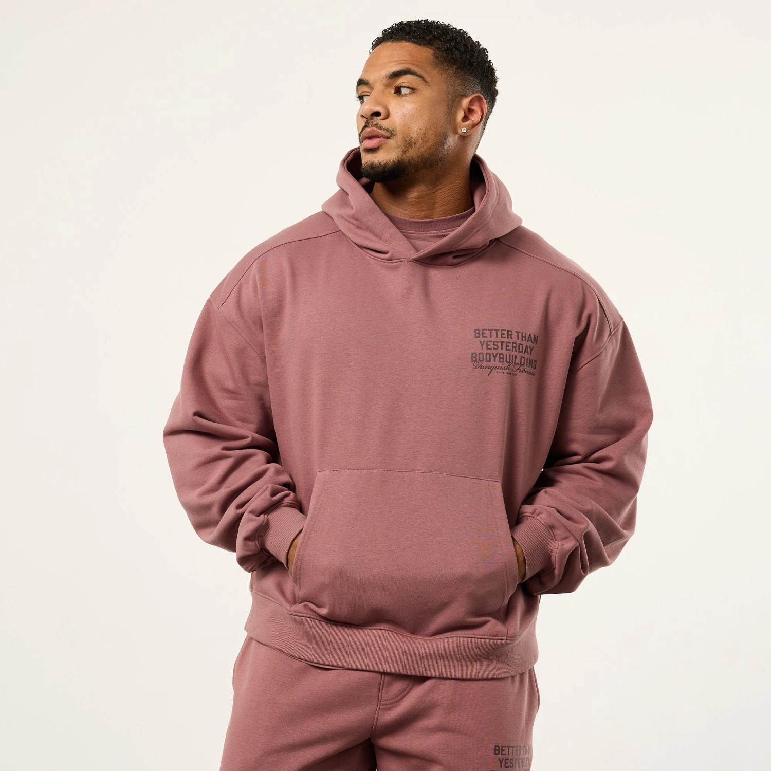 Vanquish Bodybuilding Dark Mauve Boxy Oversized Pullover Hoodie 1 Vanquish Bodybuilding Dark Mauve Boxy Oversized Pullover Hoodie
