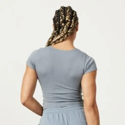 Vanquish Restore Slate Grey Ribbed Cap Sleeve T Shirt -Vanquish Fitness Sales LadiesSweats 408