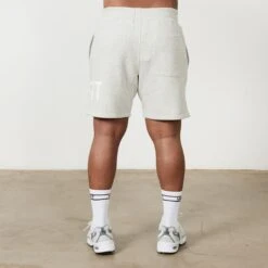 Vanquish VQFIT Distressed Print Oat Marl Shorts -Vanquish Fitness Sales MensCrackedPrint 1184