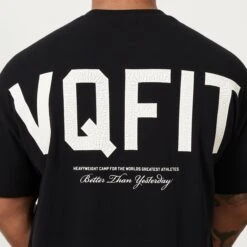 Vanquish VQFIT Distressed Print Black Oversized T Shirt -Vanquish Fitness Sales MensCrackedPrint 1938