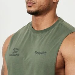 Vanquish Sun-faded Green Oversized Sleeveless T Shirt -Vanquish Fitness Sales MensSunBleached 465