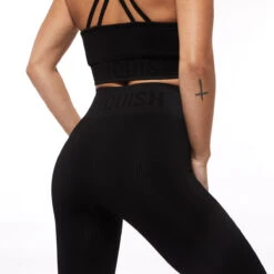 Vanquish Ribbed Black Seamless Leggings -Vanquish Fitness Sales SEAMLESSRIBBEDBLACKL 1683 0525 2