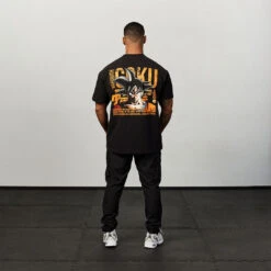 Vanquish DBZ Goku Black Distressed Print Oversized T Shirt -Vanquish Fitness Sales Short 06