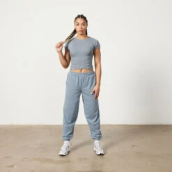 Vanquish Restore Slate Grey Ribbed Cap Sleeve T Shirt -Vanquish Fitness Sales Untitled 1 0001 LadiesSweats 368