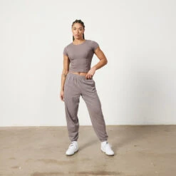 Vanquish Restore Cinder Brown Ribbed Cap Sleeve T Shirt -Vanquish Fitness Sales Untitled 1 0002 LadiesSweats 154