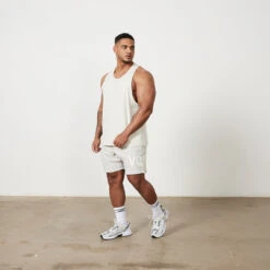 Vanquish VQFIT Distressed Print Oat Marl Shorts -Vanquish Fitness Sales Untitled 1 0025 MensCrackedPrint 1203R