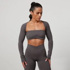 Vanquish Enhance Graphite Grey Long Sleeve Shrug -Vanquish Fitness Sales VQFit E commerceFeb24100226