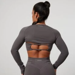 Vanquish Enhance Graphite Grey Long Sleeve Shrug -Vanquish Fitness Sales VQFit E commerceFeb24100277