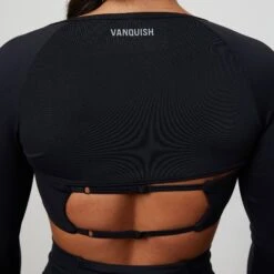 Vanquish Enhance Black Long Sleeve Shrug -Vanquish Fitness Sales VQFit E commerceFeb24100538