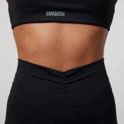 Vanquish Enhance Black Ruched Flared Leggings -Vanquish Fitness Sales VQFit E commerceFeb24100583