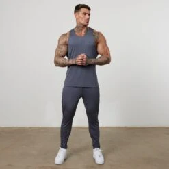 Vanquish Essential Denim Blue Performance Tank Top -Vanquish Fitness Sales VQFit E commerceFeb2499326