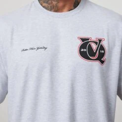 Vanquish TSP Light Grey VQ Interlock Oversized T Shirt -Vanquish Fitness Sales VQFit E commerceFeb2499942