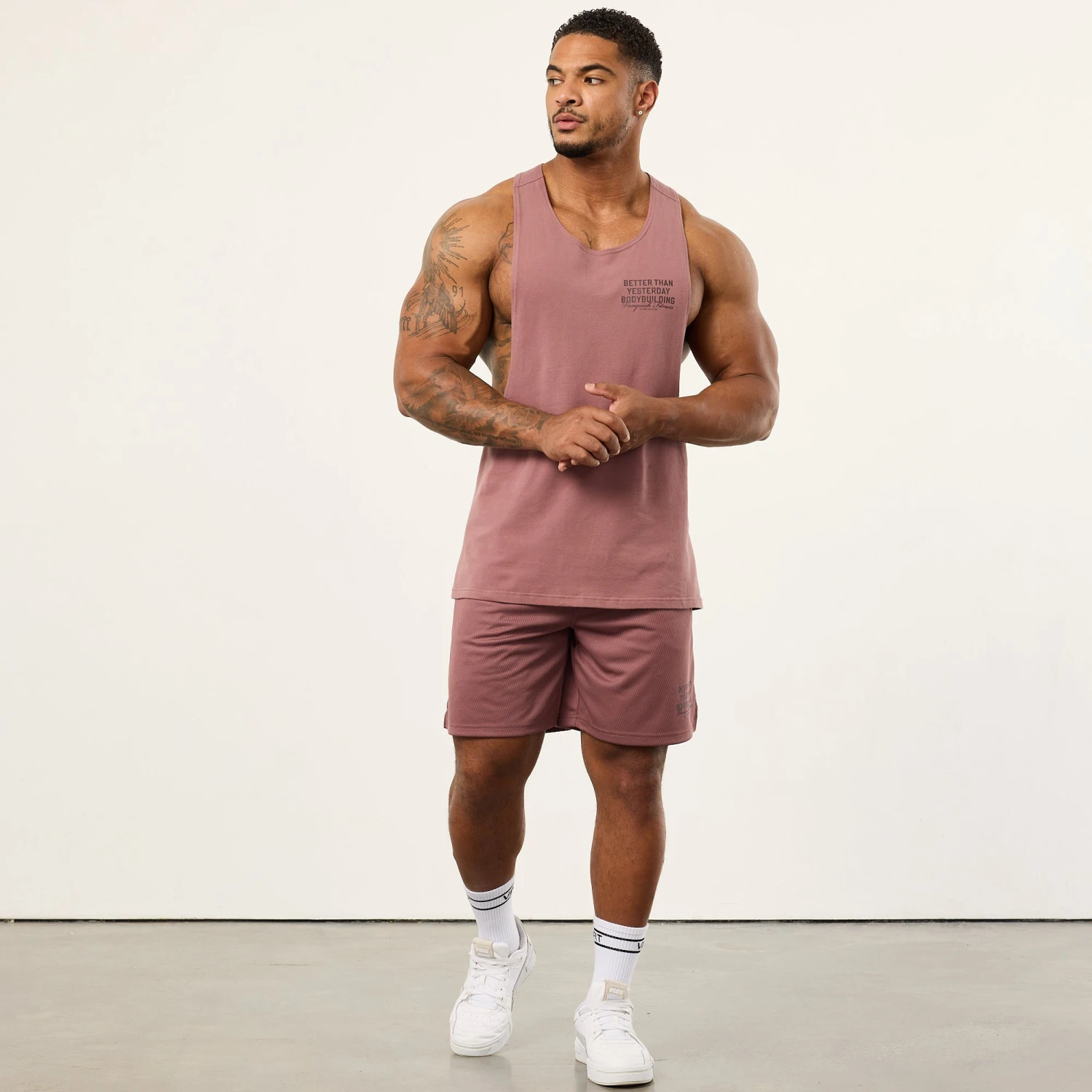 Vanquish Bodybuilding Dark Mauve Mesh Shorts 4 Vanquish Bodybuilding Dark Mauve Mesh Shorts - Image 4