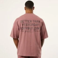 Vanquish Bodybuilding Dark Mauve Boxy Oversized T Shirt -Vanquish Fitness Sales VQFit MensSSE commerce6404