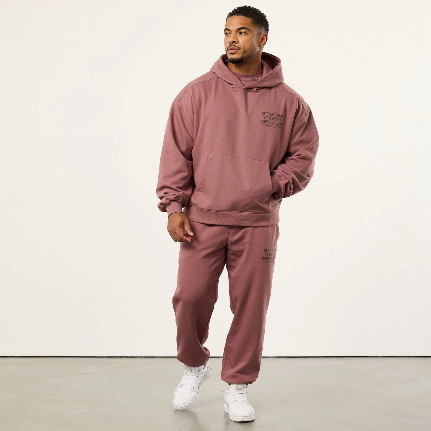 Vanquish Bodybuilding Dark Mauve Boxy Oversized Pullover Hoodie 2 Vanquish Bodybuilding Dark Mauve Boxy Oversized Pullover Hoodie - Image 2