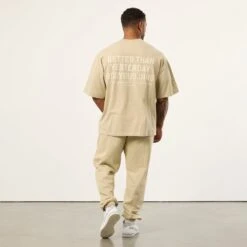 Vanquish Bodybuilding Vintage Khaki Boxy Oversized T Shirt -Vanquish Fitness Sales VQFit MensSSE commerce6486