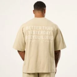 Vanquish Bodybuilding Vintage Khaki Boxy Oversized T Shirt -Vanquish Fitness Sales VQFit MensSSE commerce6502