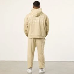 Vanquish Bodybuilding Vintage Khaki Boxy Oversized Pullover Hoodie -Vanquish Fitness Sales VQFit MensSSE commerce6524