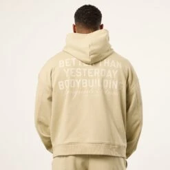 Vanquish Bodybuilding Vintage Khaki Boxy Oversized Pullover Hoodie -Vanquish Fitness Sales VQFit MensSSE commerce6545