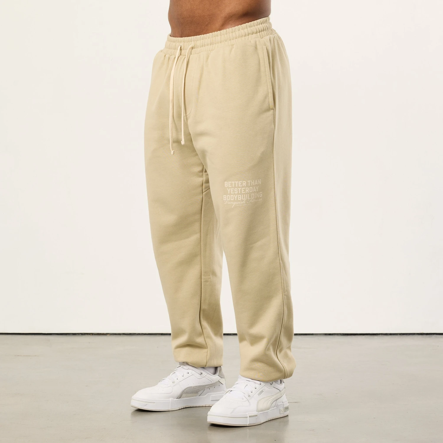 Vanquish Bodybuilding Vintage Khaki Oversized Sweatpants 4 Vanquish Bodybuilding Vintage Khaki Oversized Sweatpants - Image 4