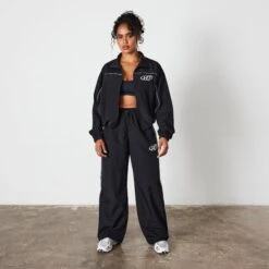 Vanquish Black Racing Wide Leg Track Pants 9 Vanquish Black Racing Wide Leg Track Pants -Vanquish Fitness Sales VQ BlackFriday23 6213