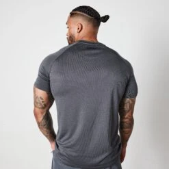 Vanquish Essential Denim Blue Performance Short Sleeve T Shirt -Vanquish Fitness Sales VQ BlackFriday23 7312