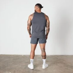 Vanquish Essential Denim Blue Regular Fit Tank Top -Vanquish Fitness Sales VQ BlackFriday23 7462