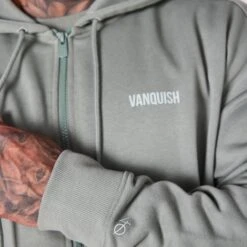 Vanquish Essential Green Oversized Full Zip Hoodie -Vanquish Fitness Sales VQ BlackFriday23 7720