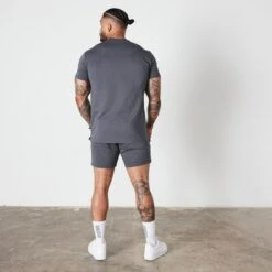 Vanquish Essential Denim Blue Slim Fit Short Sleeve T Shirt -Vanquish Fitness Sales VQ BlackFriday23 8167