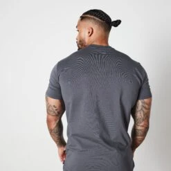 Vanquish Essential Denim Blue Slim Fit Short Sleeve T Shirt -Vanquish Fitness Sales VQ BlackFriday23 8170