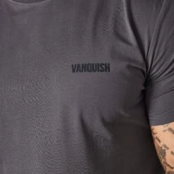 Vanquish Essential Denim Blue Slim Fit Short Sleeve T Shirt -Vanquish Fitness Sales VQ BlackFriday23 8187