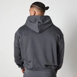 Vanquish Essential Denim Blue Oversized Full Zip Hoodie -Vanquish Fitness Sales VQ BlackFriday23 8231