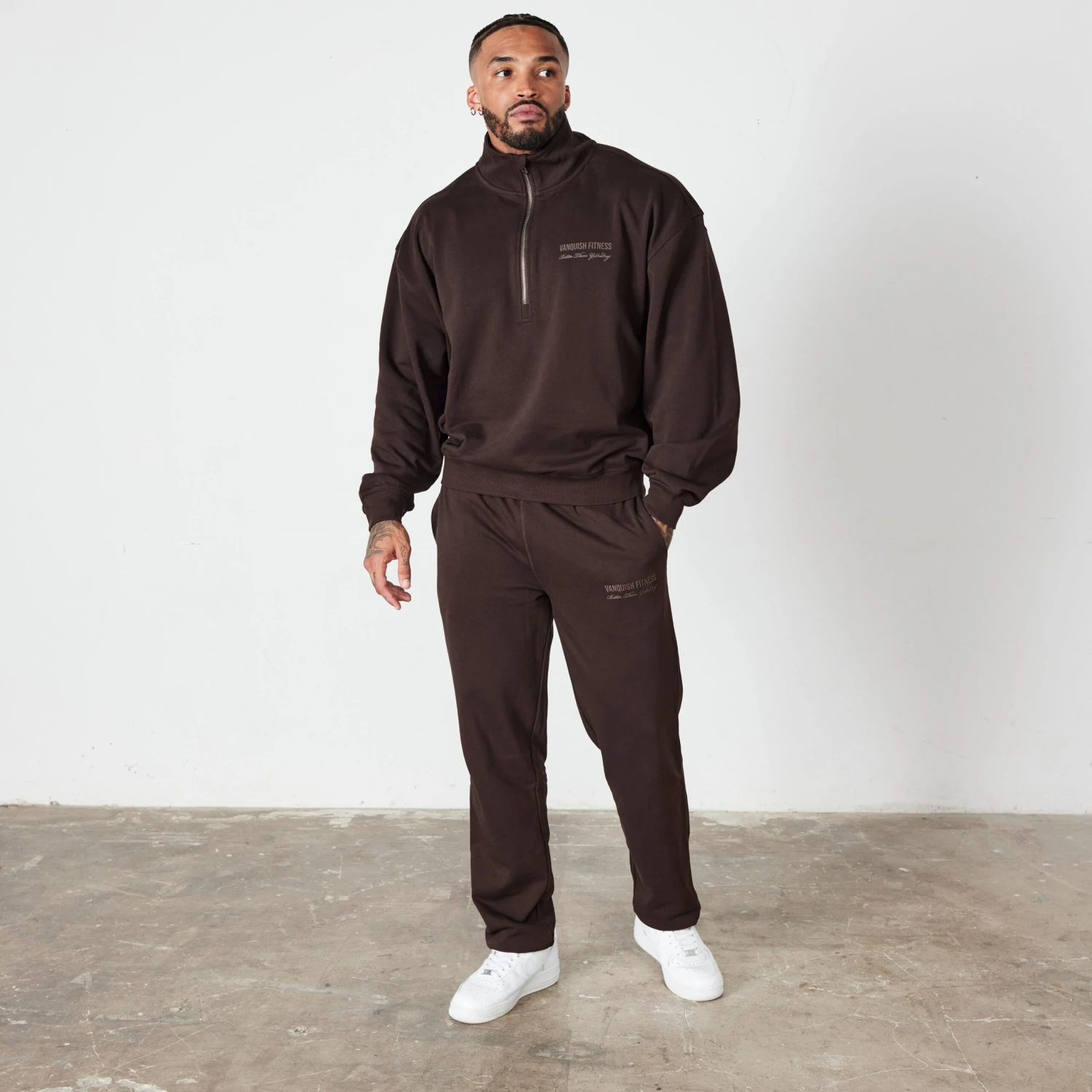 Vanquish Coffee Brown Signature Collection Quarter Zip Sweater 5 Vanquish Coffee Brown Signature Collection Quarter Zip Sweater - Image 5