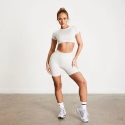 Vanquish Elevate Seamless Clay Cap Sleeve Cropped T Shirt 9 Vanquish Elevate Seamless Clay Cap Sleeve Cropped T Shirt -Vanquish Fitness Sales VncxCgcScopy