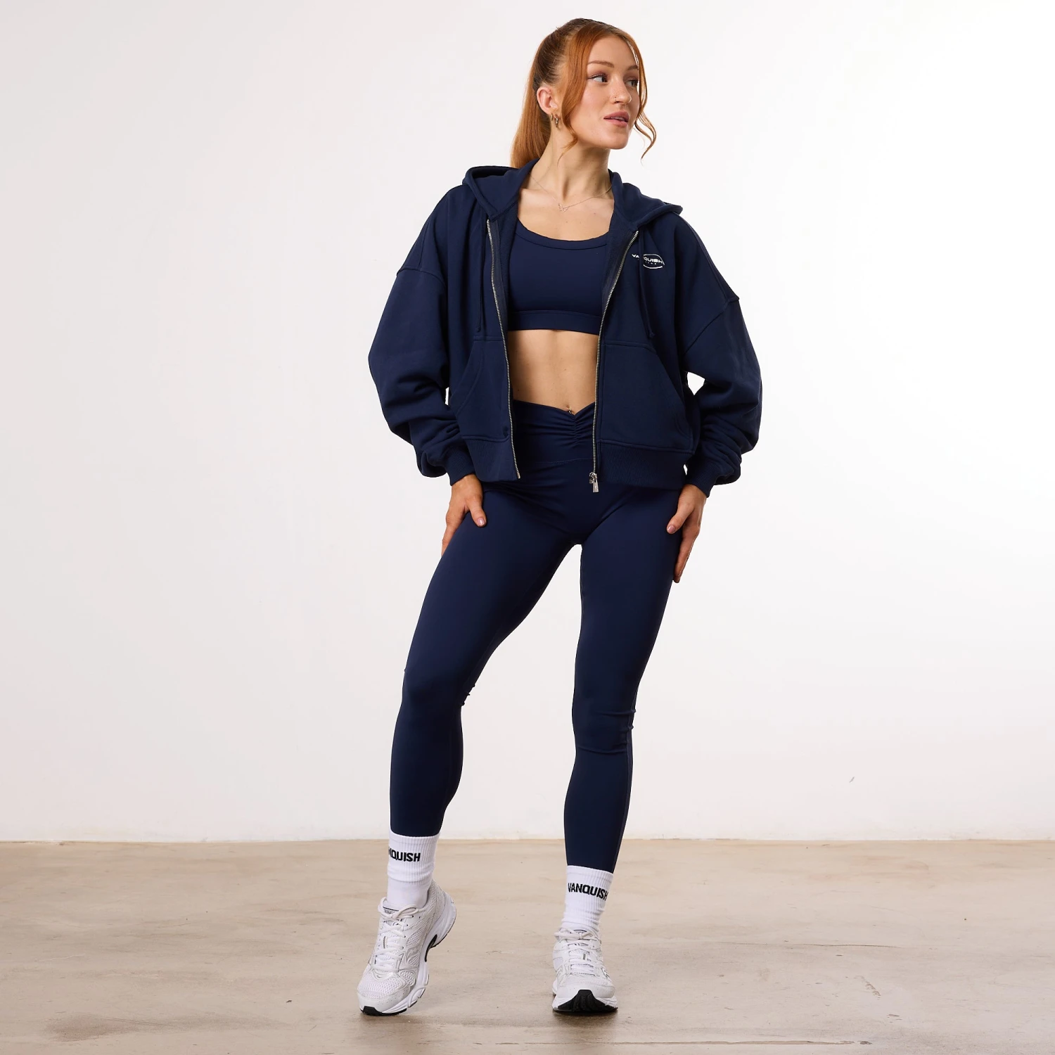 Vanquish Enhance Navy Blue Cropped Zip Through Hoodie 2 Vanquish Enhance Navy Blue Cropped Zip Through Hoodie - Image 2