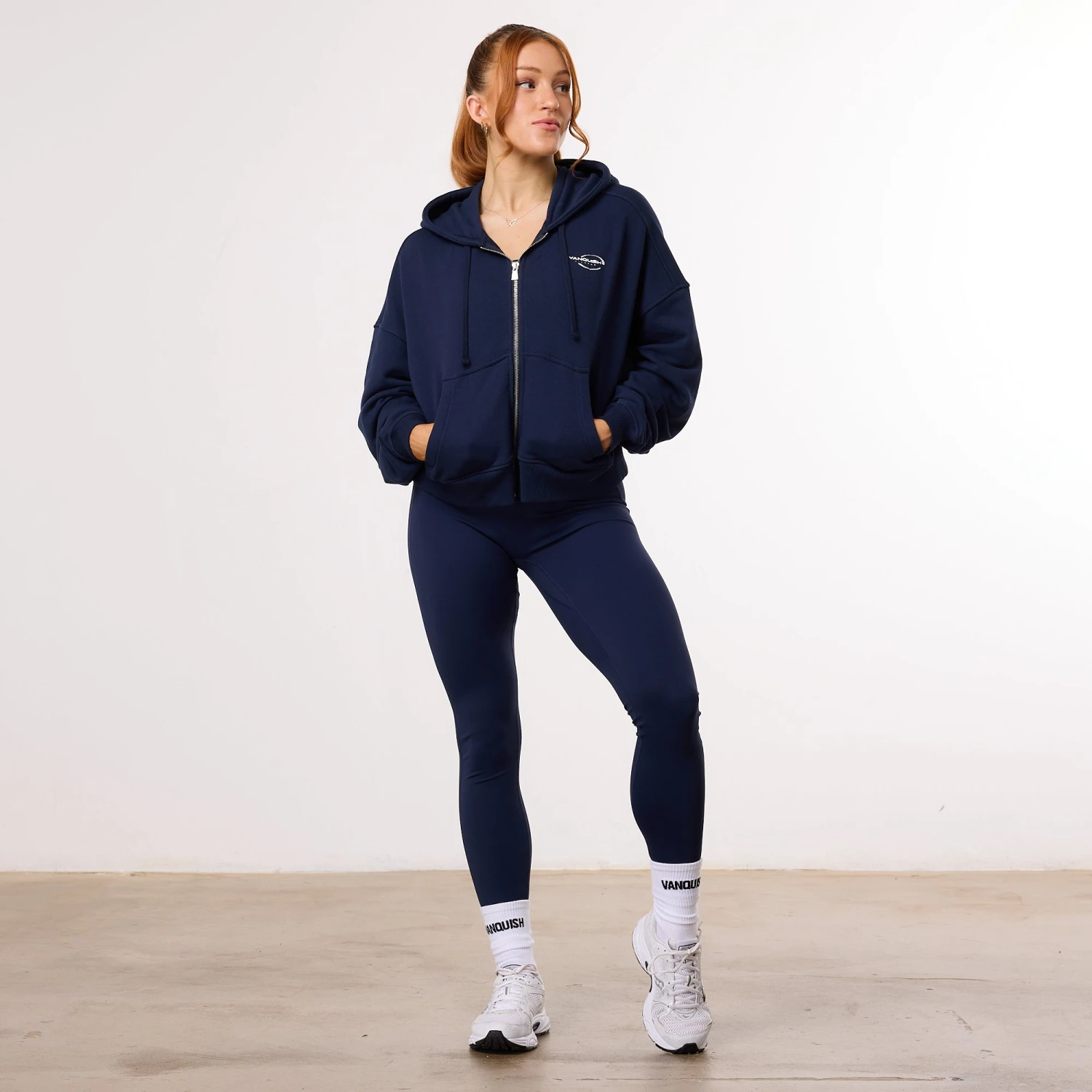 Vanquish Enhance Navy Blue Cropped Zip Through Hoodie 3 Vanquish Enhance Navy Blue Cropped Zip Through Hoodie - Image 3